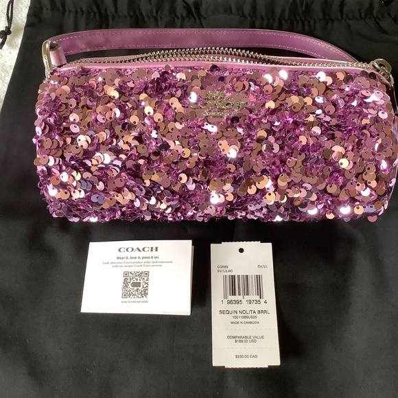 Coach Nolita Sequence Leather Barrel Small Bag Silver/ Lilac - Picture 16 of 16